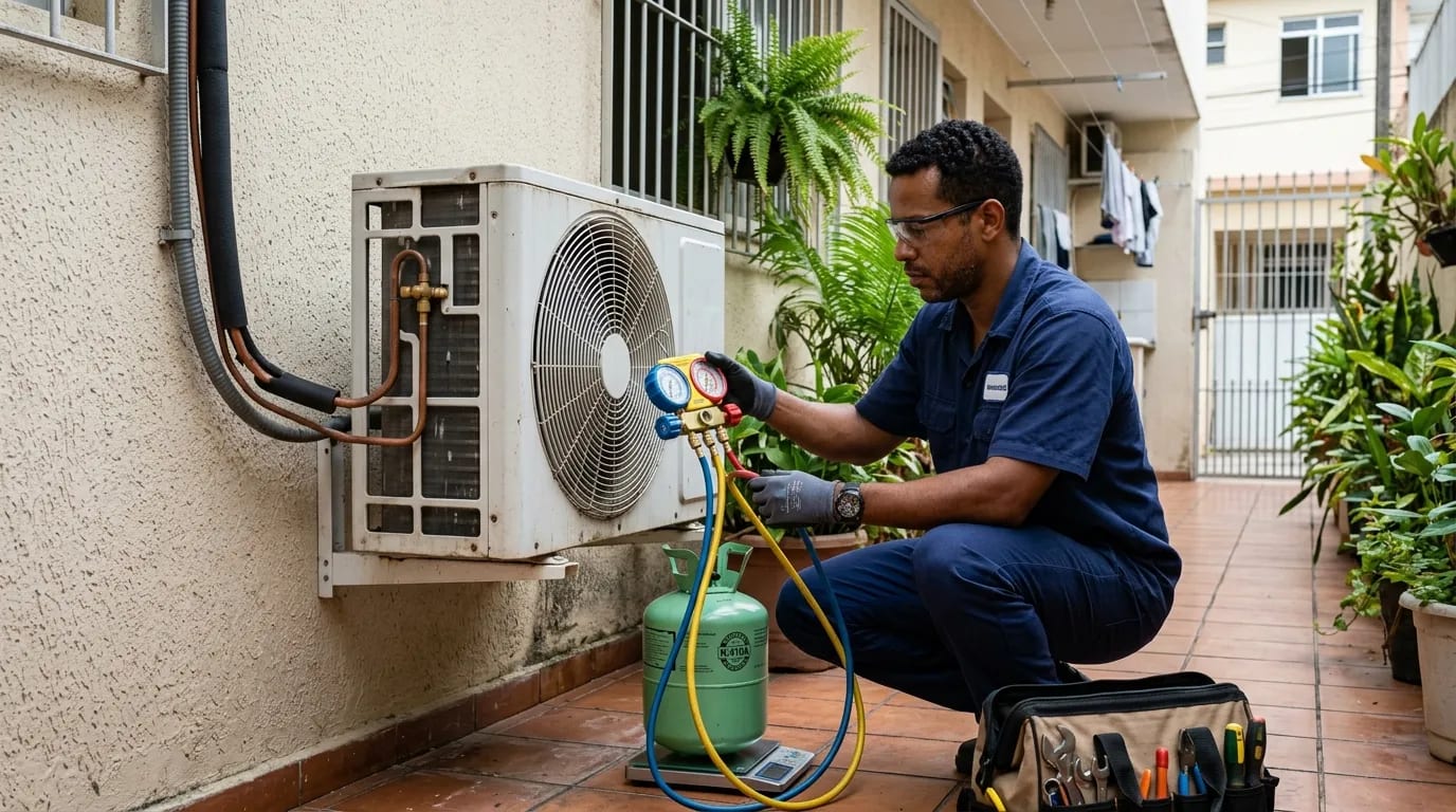 Instalação da condensadora em Ribeirão Preto‑SP
